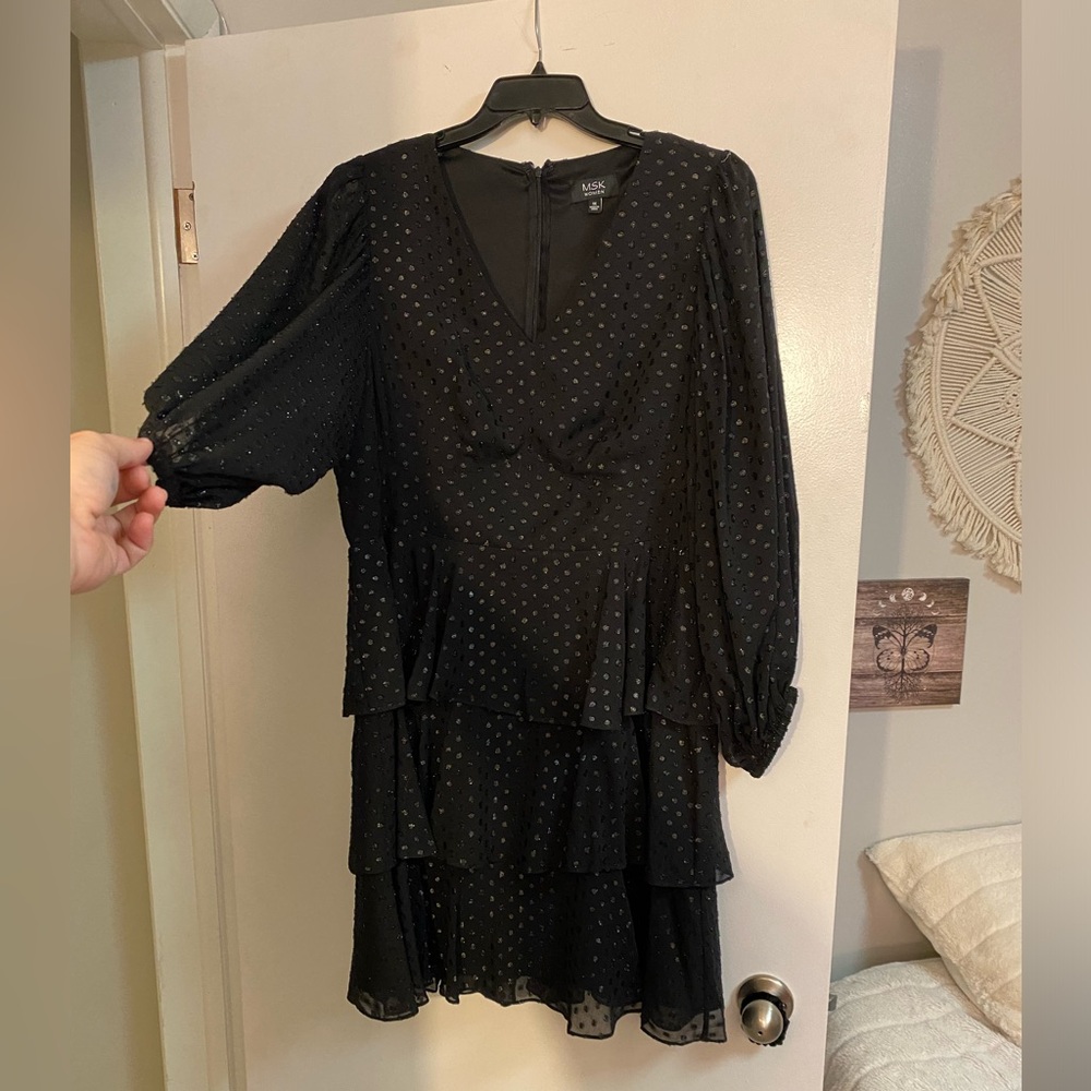 MSK Black Polka Dot Layered Dress